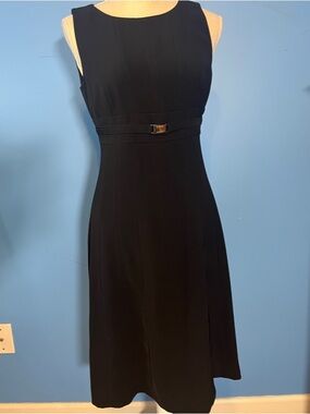 Tahari by Arthur S. Levine Sleek Sleeveless Belted Midi Dress, Size 4